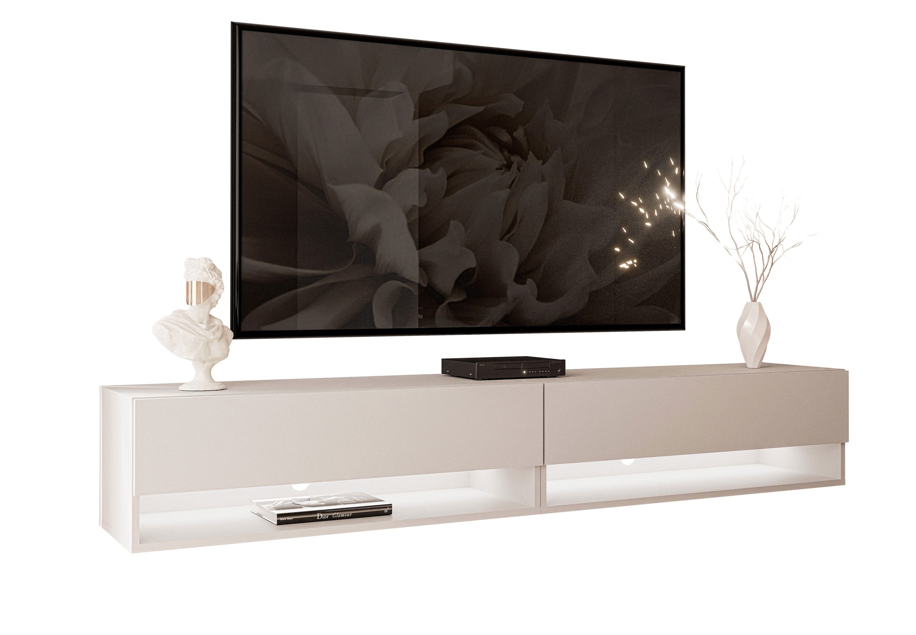 Lookway Lowboard CALANTE 180 cm RTV Hängeschrank mit LED-Beleuchtung günstig online kaufen