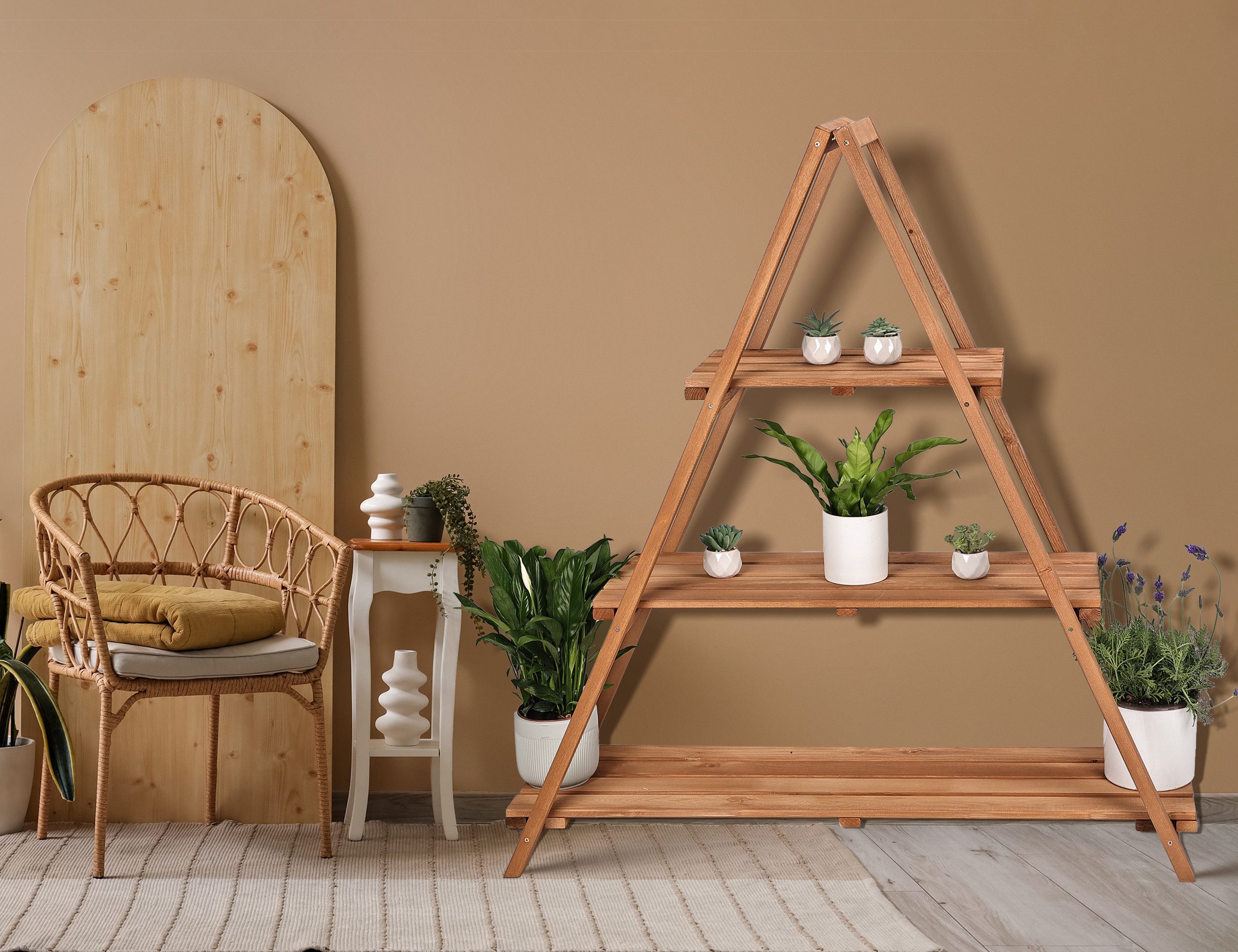 needs&wants® Blumenständer Pflanzenständer Blumentreppe Pflanzenregal Blumenregal Pflanzentreppe, Outdoor Indoor Balkon draußen Blumenleiter Blumenständer Pflanztreppe