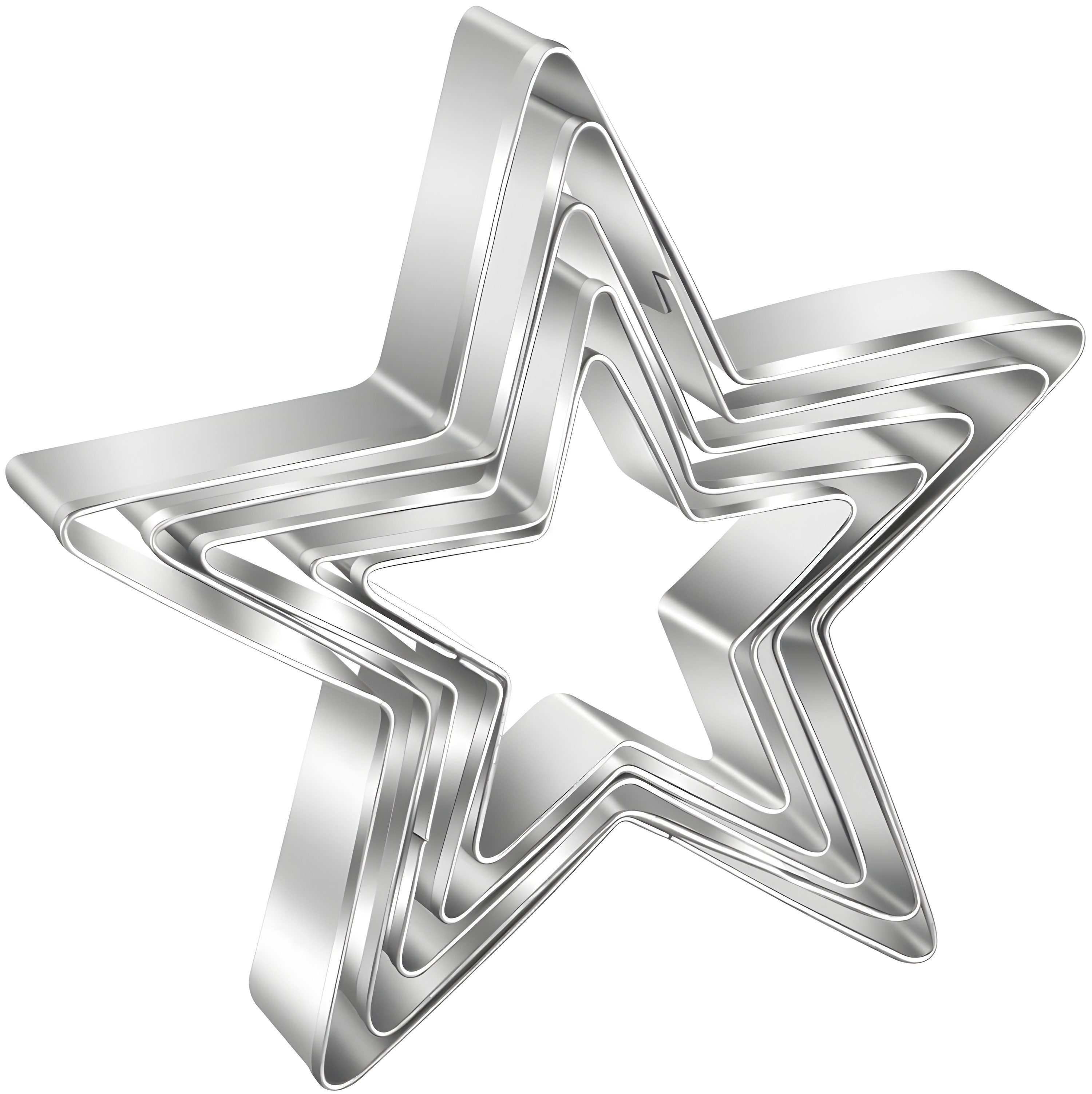 AVANA Ausstechform Edelstahl Sterne Ausstecher Set Weihnachten Plätzchen Keksformen, Edelstahl, (5 Stück), rostfrei, Silber