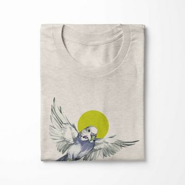 Sinus Art T-Shirt Herren Shirt Organic T-Shirt Aquarell Motiv Wellensittich Bio-Baumwolle Ökomode Nachhaltig Farbe (1-tlg)