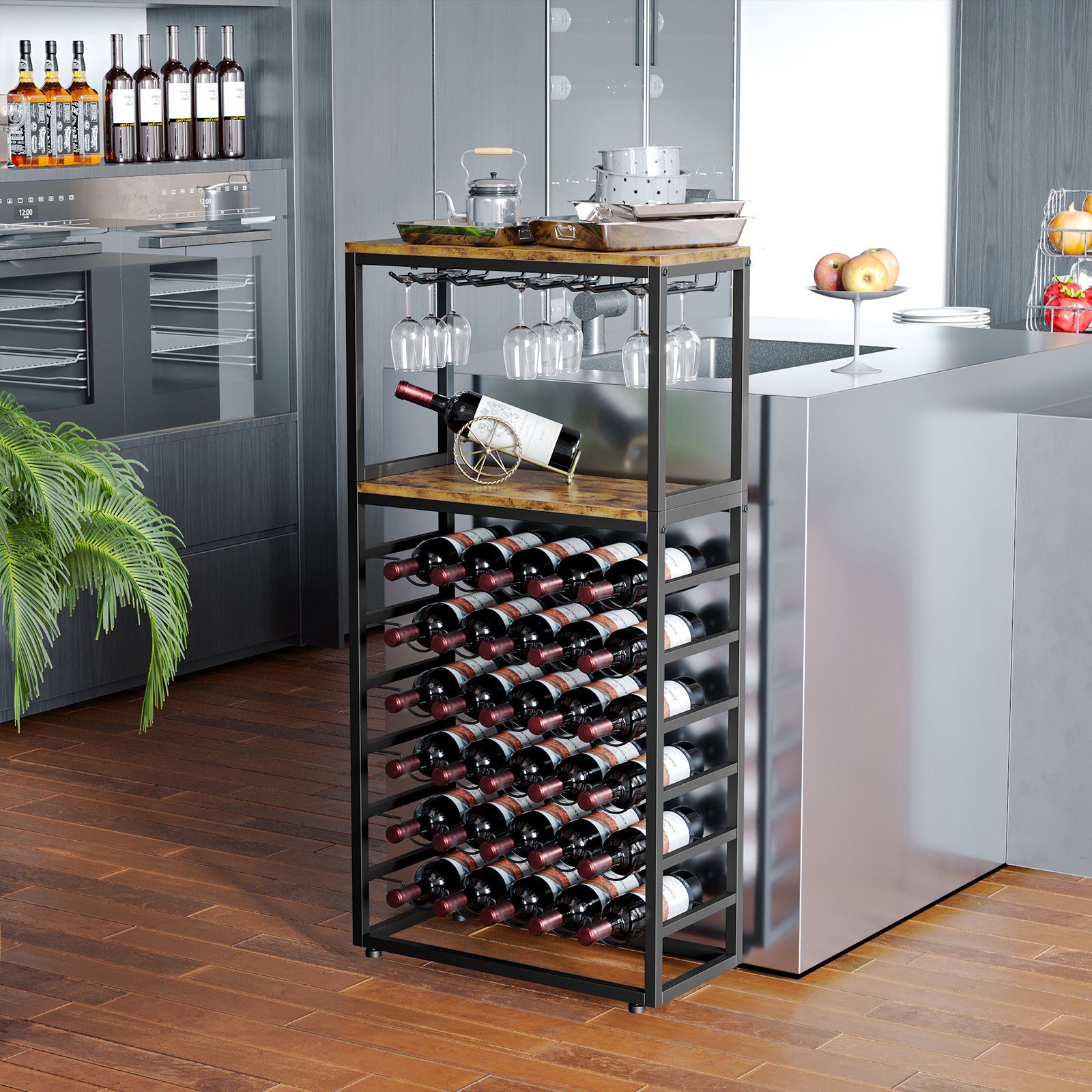 Dripex Weinregal Flaschenregal für 30 Flaschen mit Glashalter und Tischplat günstig online kaufen