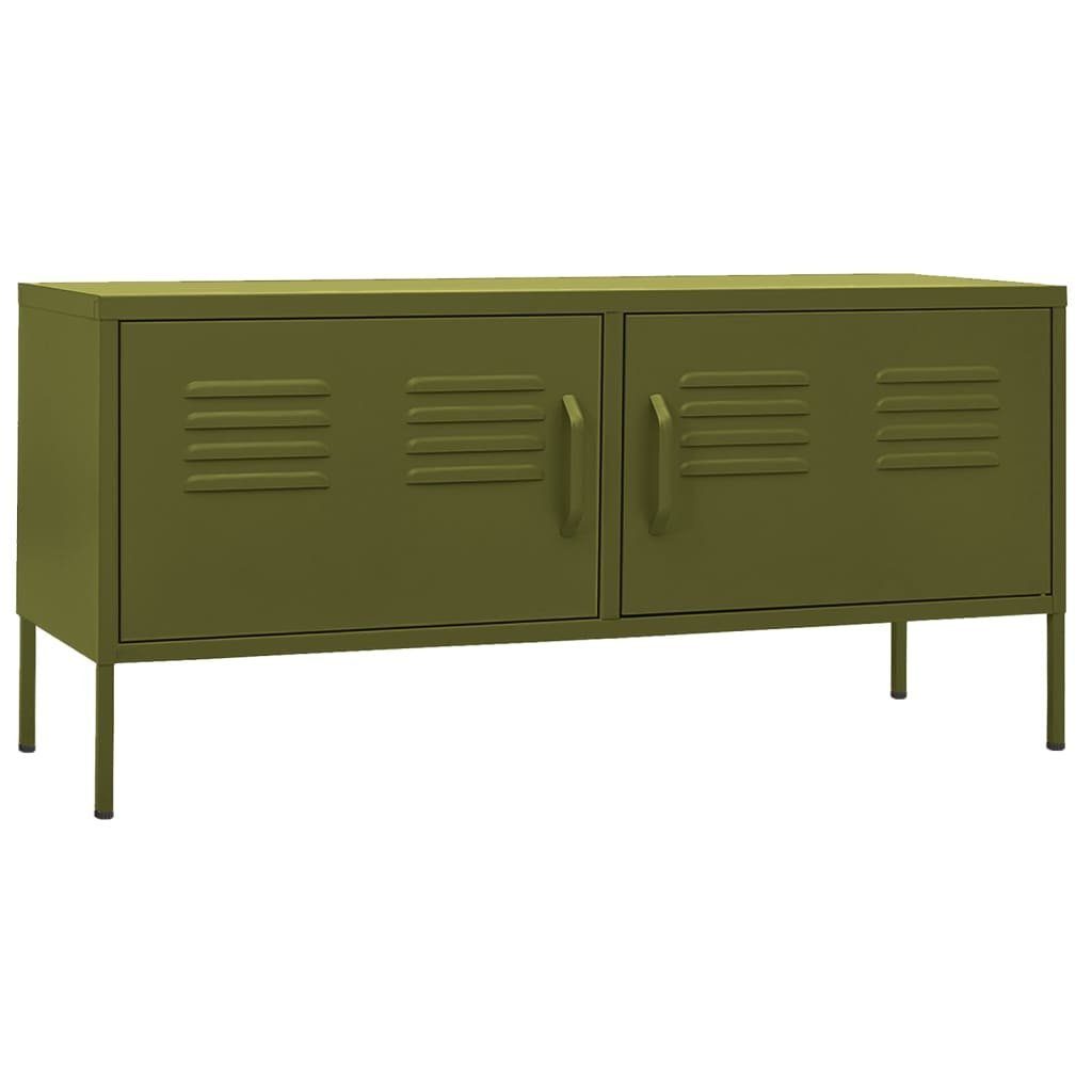 furnicato TV-Schrank Olivgrün 105 x 35 x 50 cm Stahl robust und funktional (1-St) Lowboard mit Kabelauslass, Regalboden und höhenverstellbaren Füßen