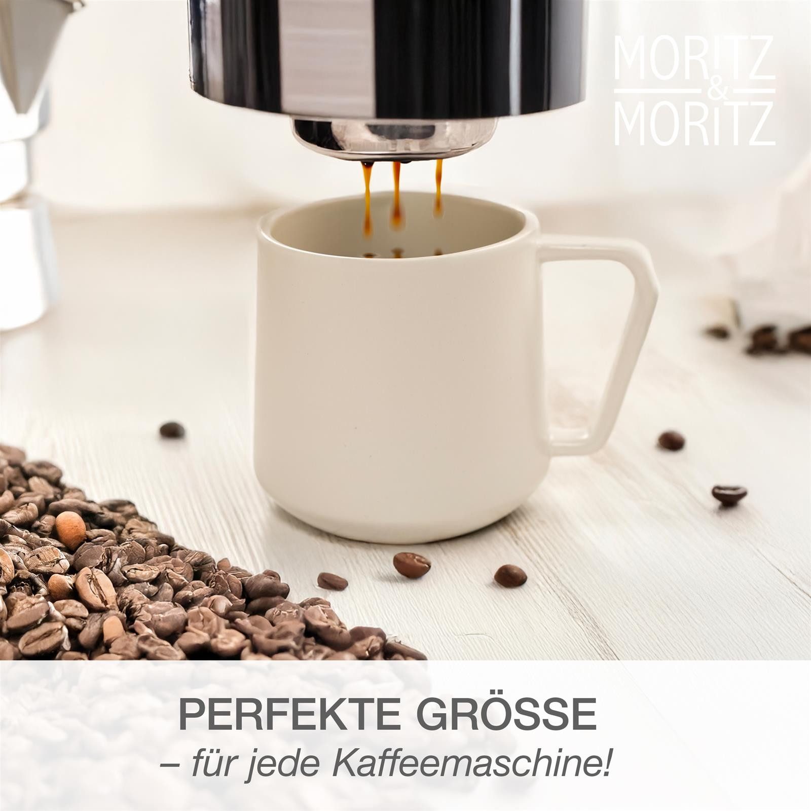 Moritz & Moritz Geschirr-Set CAVO Kaffeebecher Sand (6-tlg), Steinzeug, Spülmaschinengeeignet – Bild 5 von 5