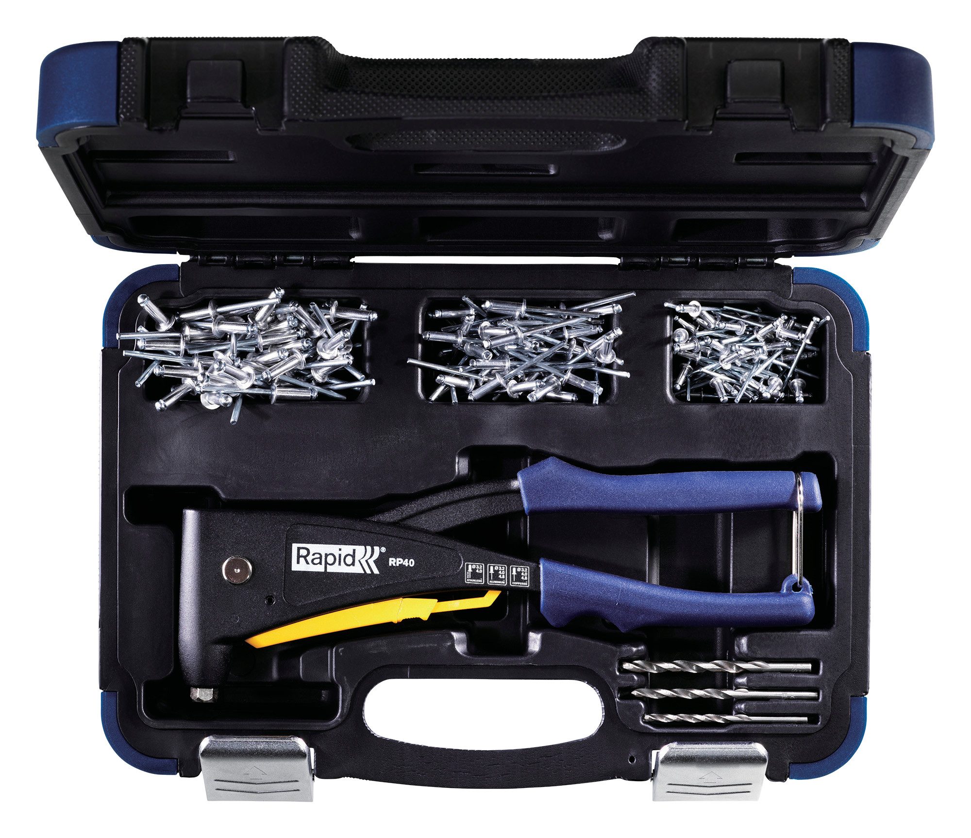 Rapid Blindnietzange RP40 Multi Nietenzange Koffer Set inkl. 150 Nieten & 3 Bohrer 5001127, mit Koffer