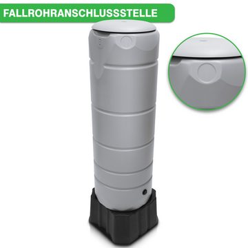 YourCasa Regentonne [CircleTower] 110L mit Standfuss, Deckel & Wasserhahn - Regenfass, Schmal, Inkl. Standfuss 39,6 x 130,3 cm, Wetterfest