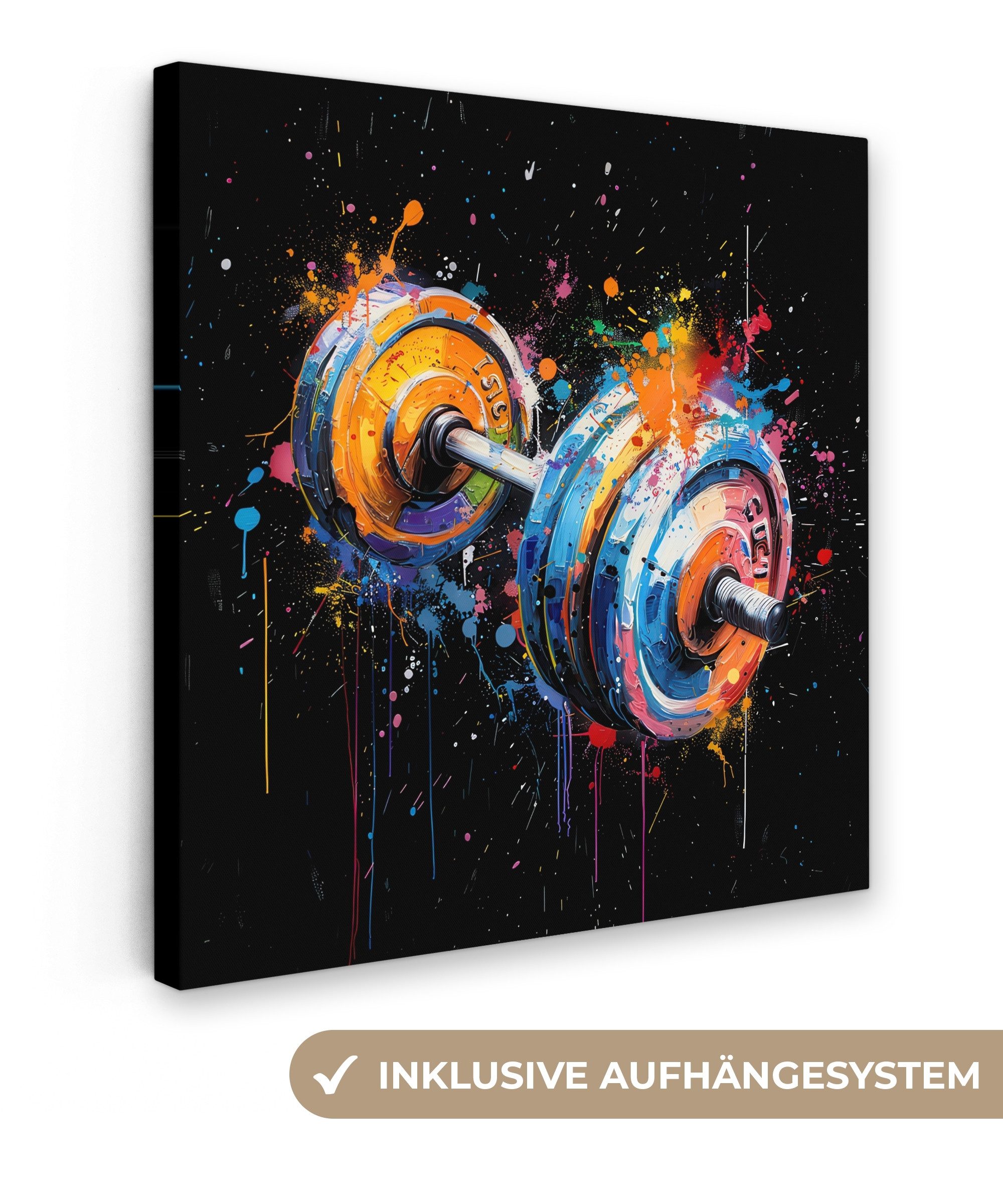 OneMillionCanvasses® Leinwandbild Graffiti - Sport - Fitness - Kurzhantel - günstig online kaufen