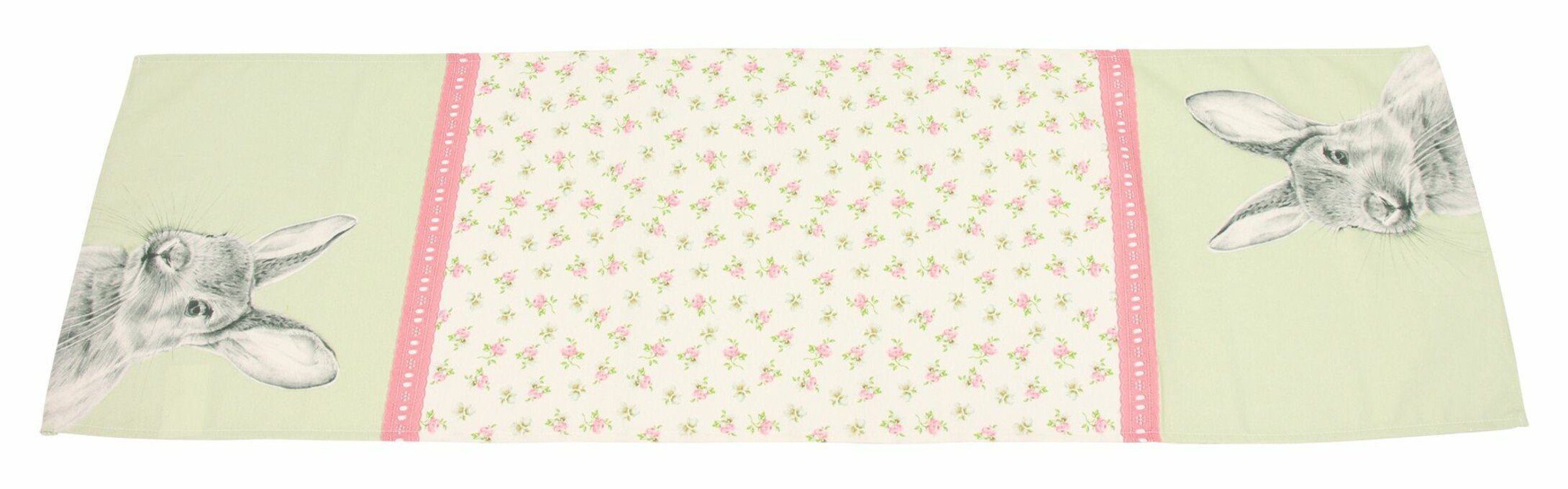 Home-trends24.de Tischläufer Tischläufer Hase Tischdecke Osterhase Osterdeko Grün Pastell 40 x 140