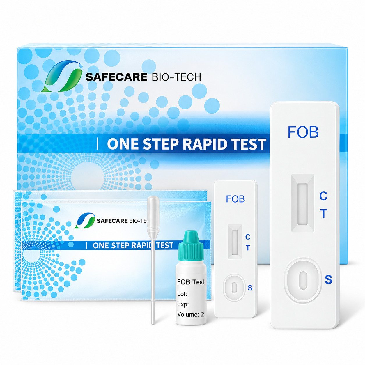 Safecare Bio-Tech Influenza-Schnelltest SAFECARE FOB Schnelltest – Okkultes Blut im Stuhl – 5 Min., 1 Messparameter, Diagnostik-Testset / Schnelltest-Set, 5-tlg., Einzeltest mit Testkassette und Probenentnahme-/Pufferkomponenten, Humanes Hämoglobin schnell nachweisen – ohne spezielle Diät