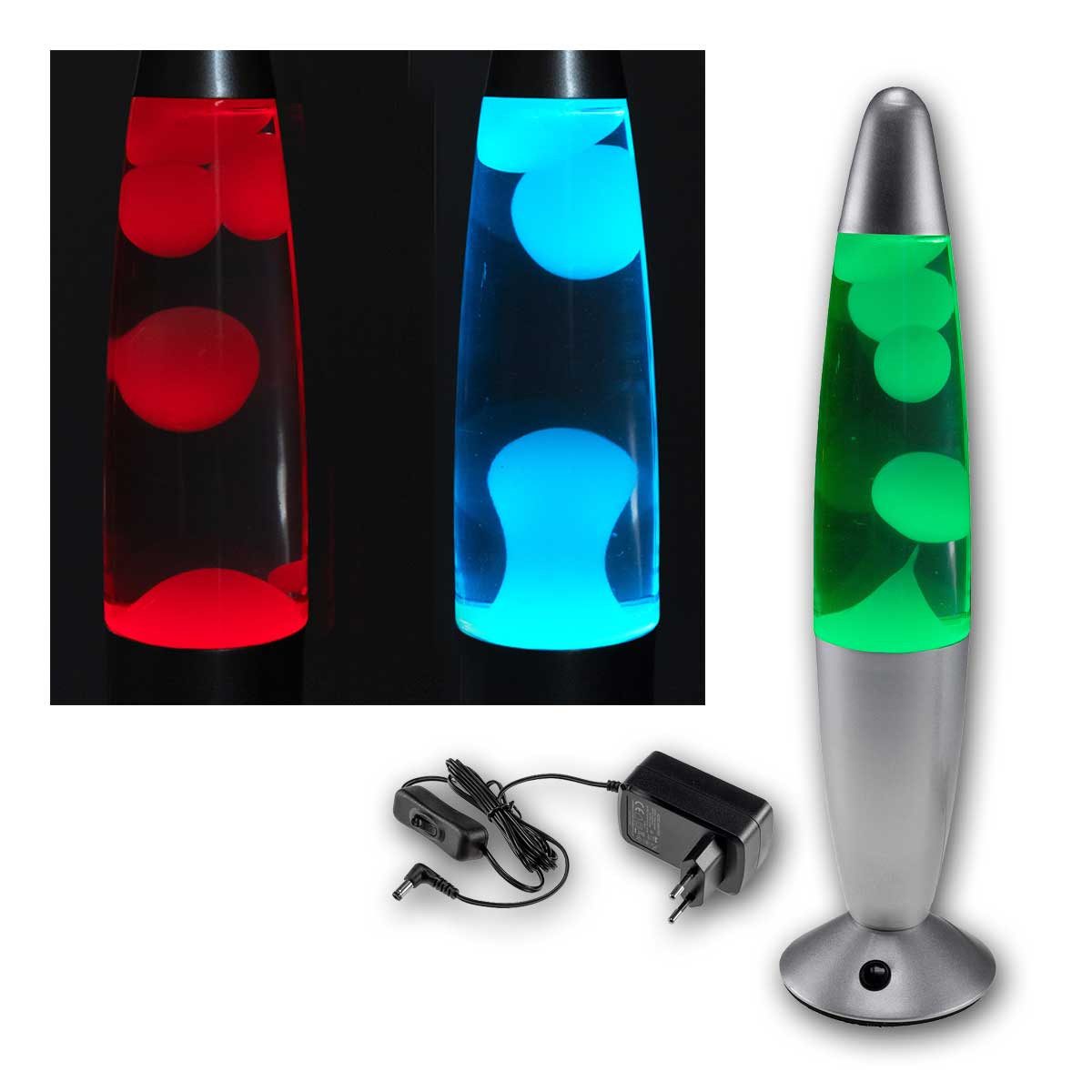 ChiliTec Lavalampe Lavalampe "CTL Funky-Si LED" RGB 34cm hoch, silber