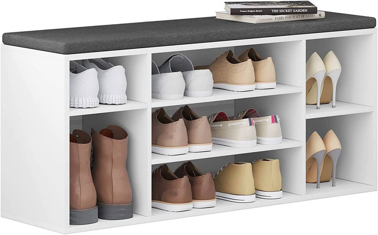 Woltu Schuhbank (1-St), Schuhregal mit Sitzbank 7 Fächern, weiß günstig online kaufen