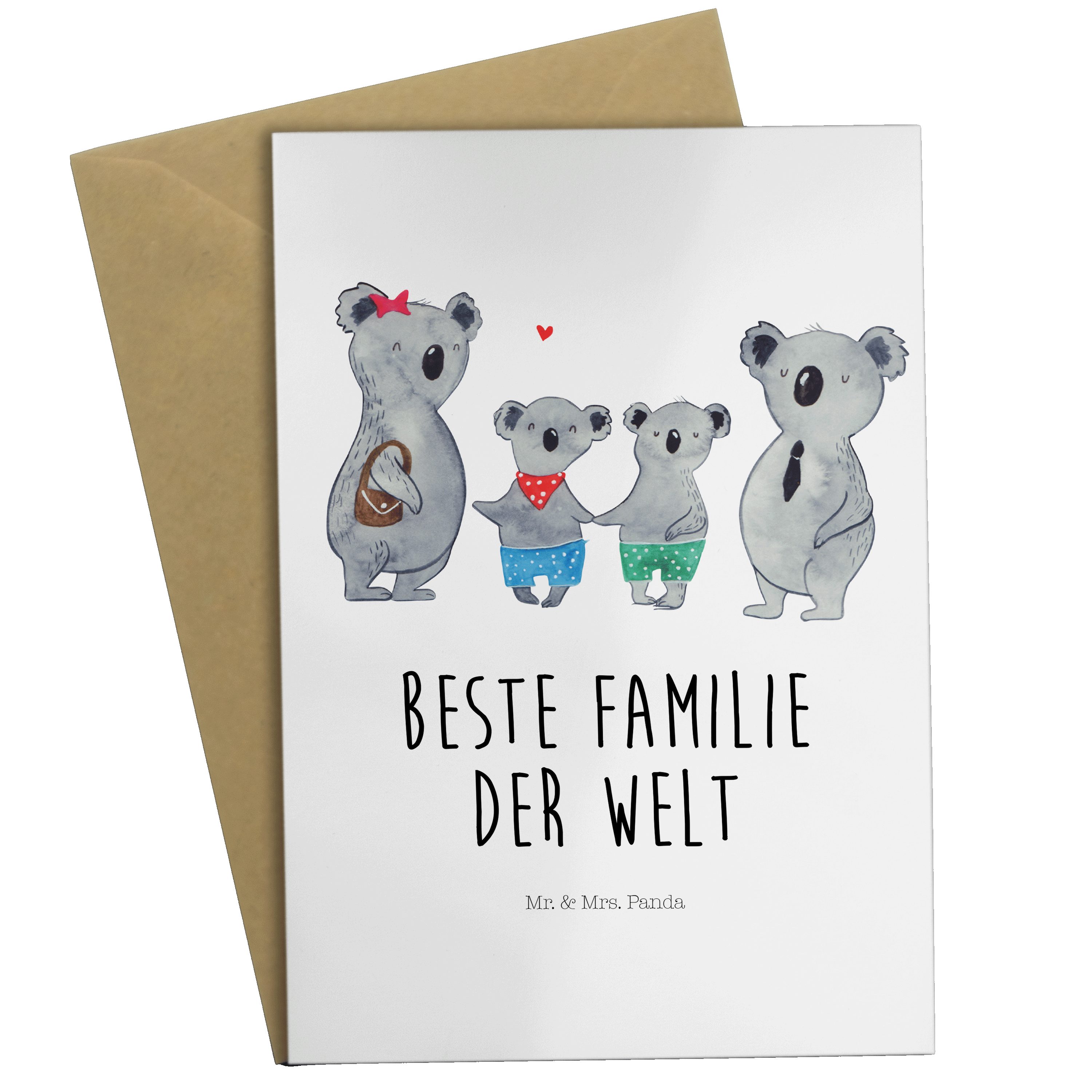 Mr. & Mrs. Panda Grußkarte Koala Familie zwei - Weiß - Geschenk, Hochzeitskarte, Muttertag, Fami