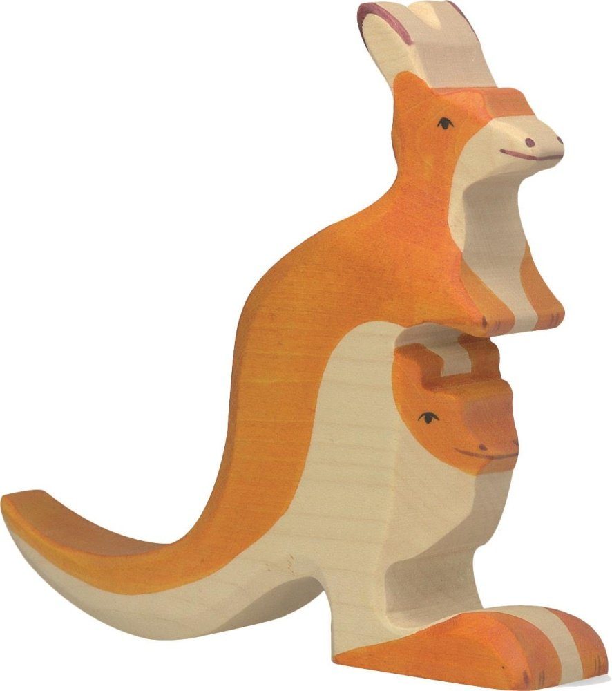 Tierfigur Känguruh Jungem HOLZTIGER aus mit Holz Holztiger