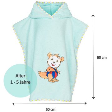 Smithy Badeponcho Kind Baby Bobo Siebenschläfer, 0 bis 5 Jahre, Baumwolle, Druckknopf am Armloch