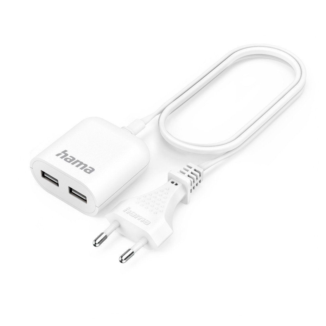 Hama USB Netzteil, 1,9 m, 2,4 A, 2x USB-A, Weiß Netzteil