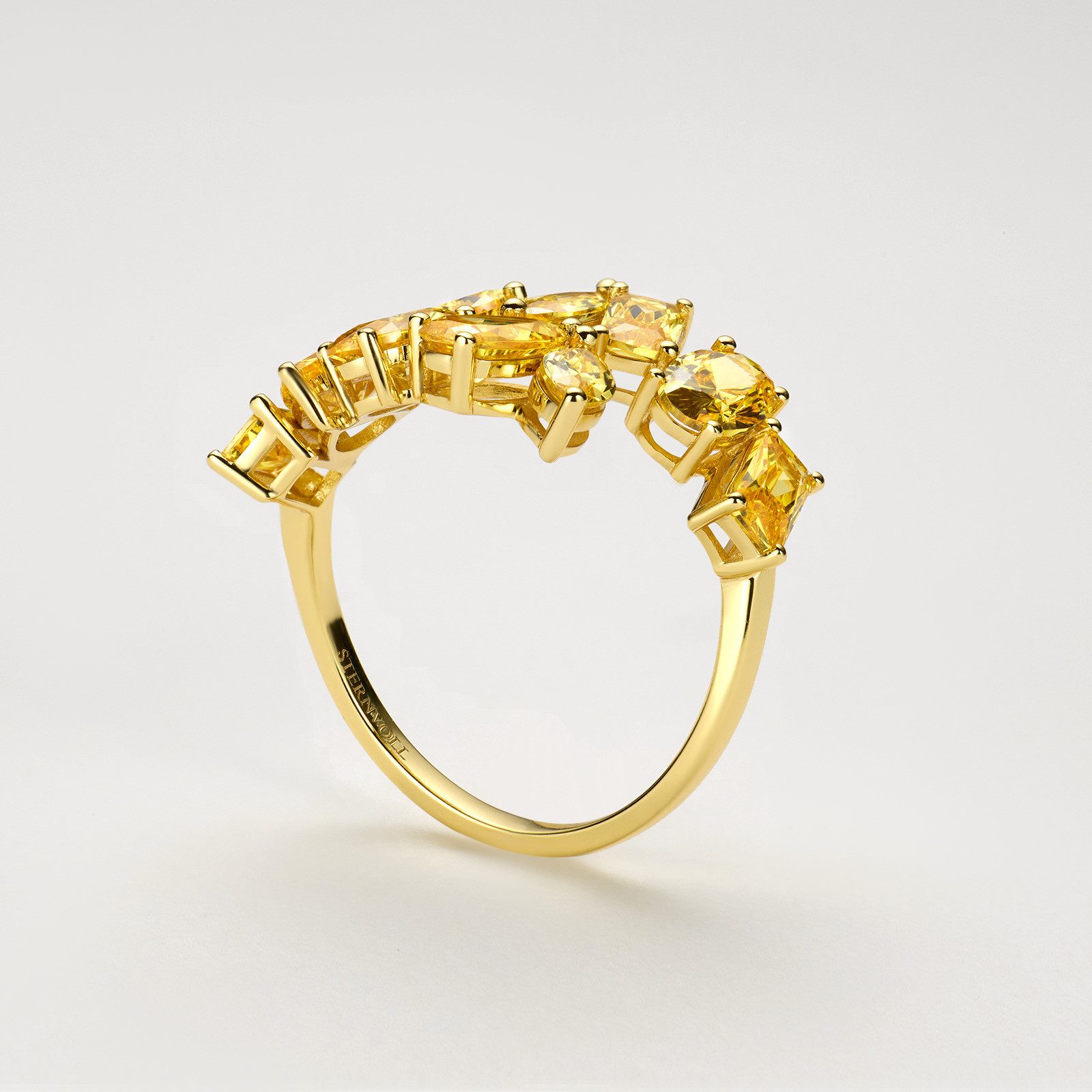 Sternvoll Goldring Diamantring Labordiamanten 18K Gelbgold IGI-zertifiziert, Mixed Cut Diamanten, 18K Gold