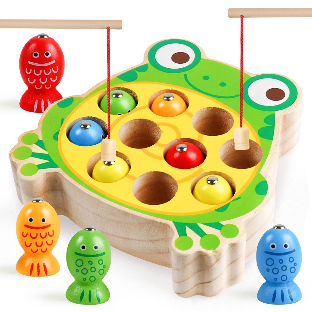 CLTYQ Lernspielzeug Montessori Angelspiel aus Holz ab 2 3 4 Jahre,Frosch St günstig online kaufen