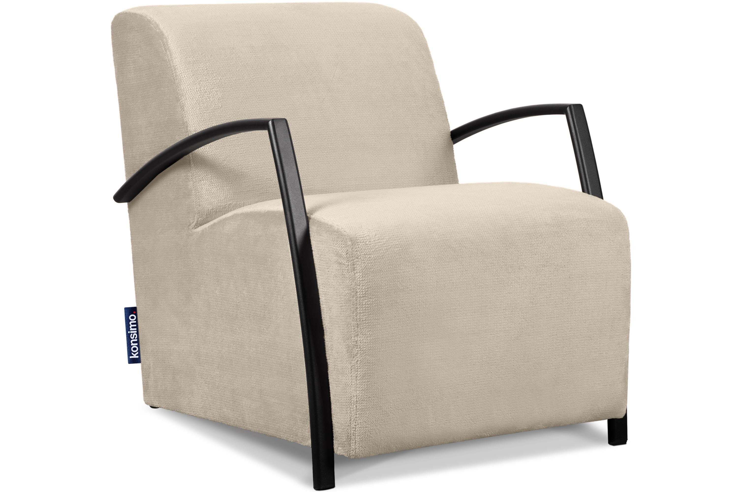 Konsimo Cocktailsessel CARO Sessel, mit gewellter Feder im Sitz, ergonomische Form für bequemes Sitzen cremefarben | cremefarben