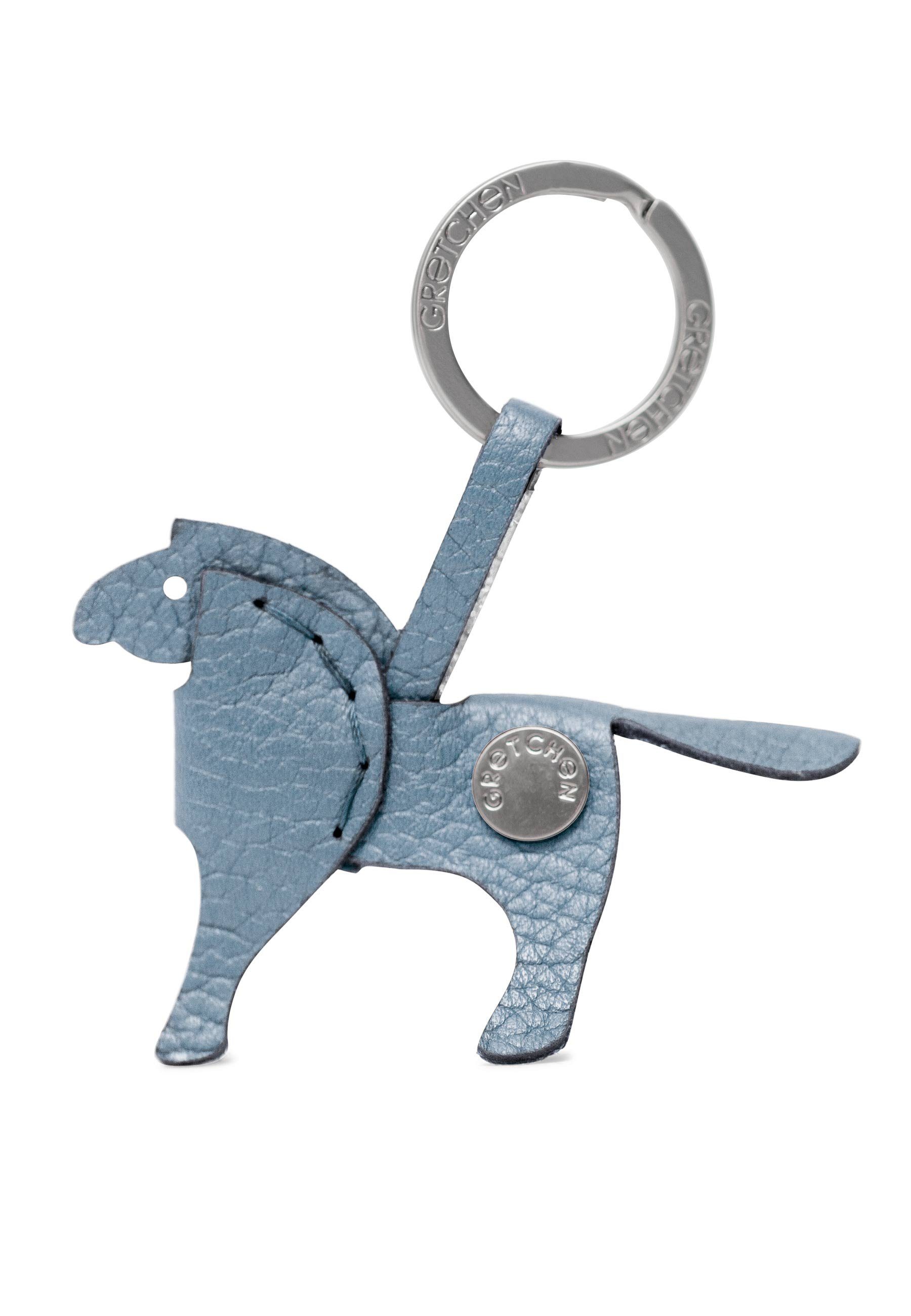 GRETCHEN Schlüsselanhänger Pony Keyring, aus italienischem Kalbsleder jeansblau