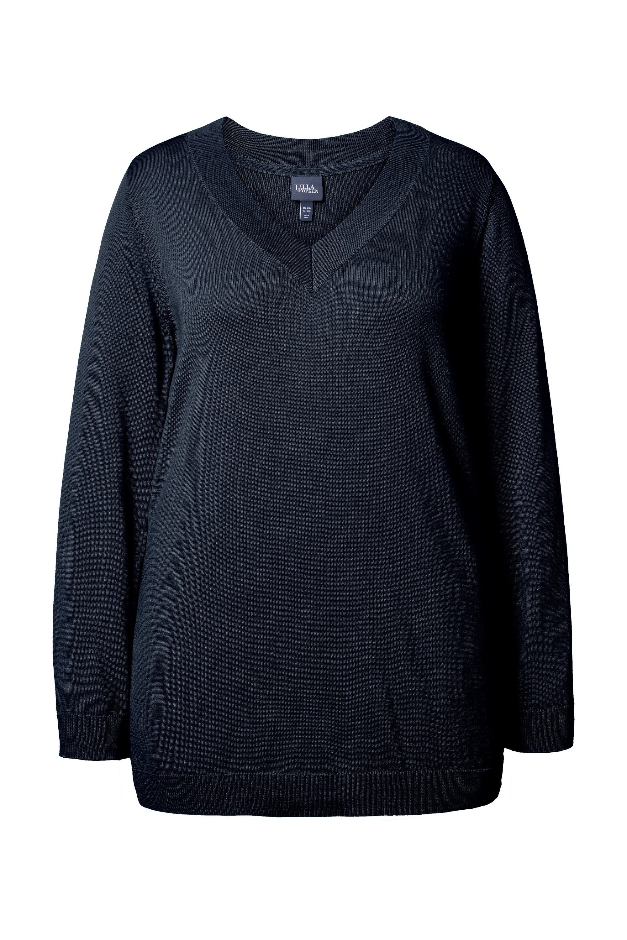 Ulla Popken Strickpullover Pullover V-Ausschnitt Langarm weicher Feinstrick günstig online kaufen