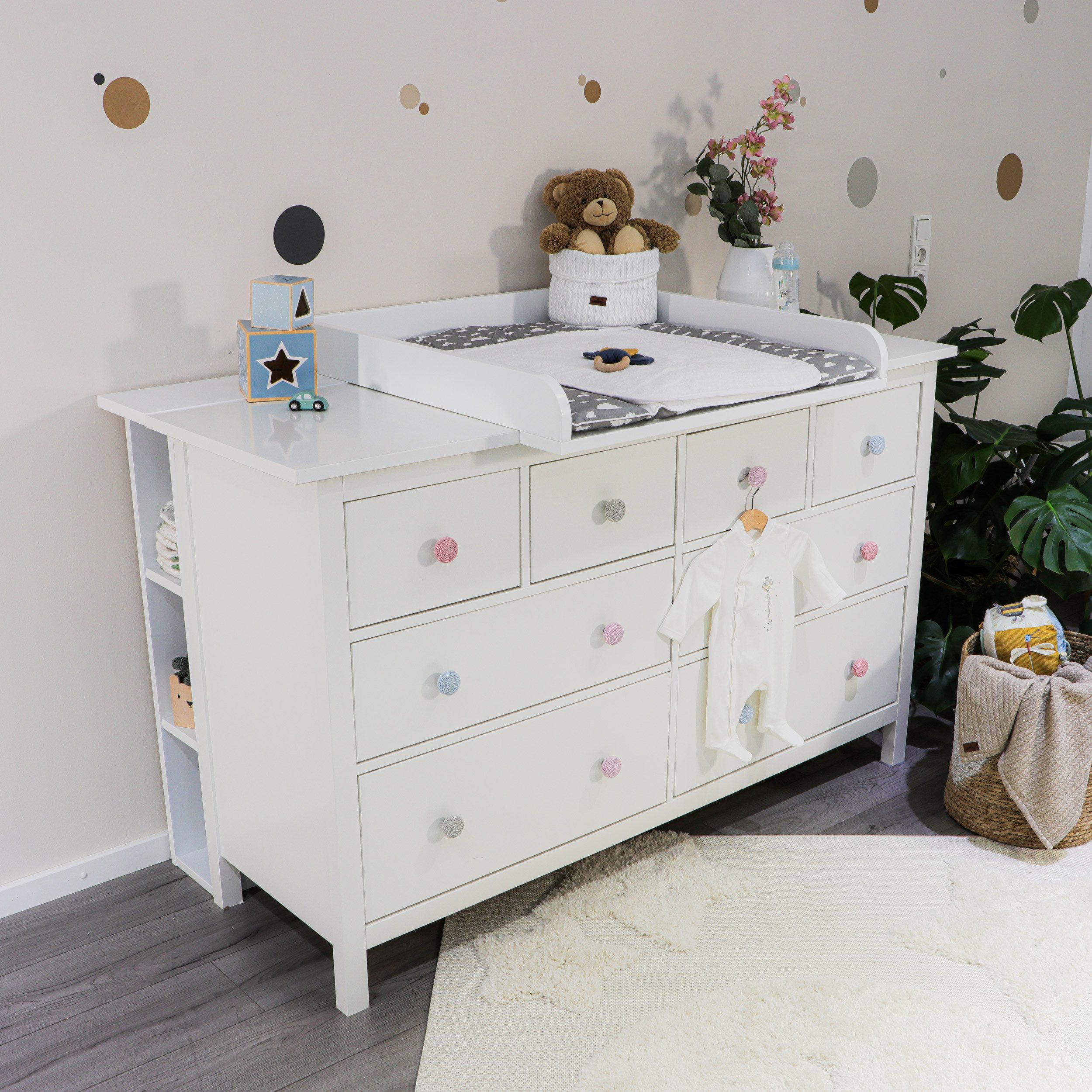 Puckdaddy GmbH Wickelaufsatz Levi (160x80x11 cm) für IKEA Hemnes Kommoden