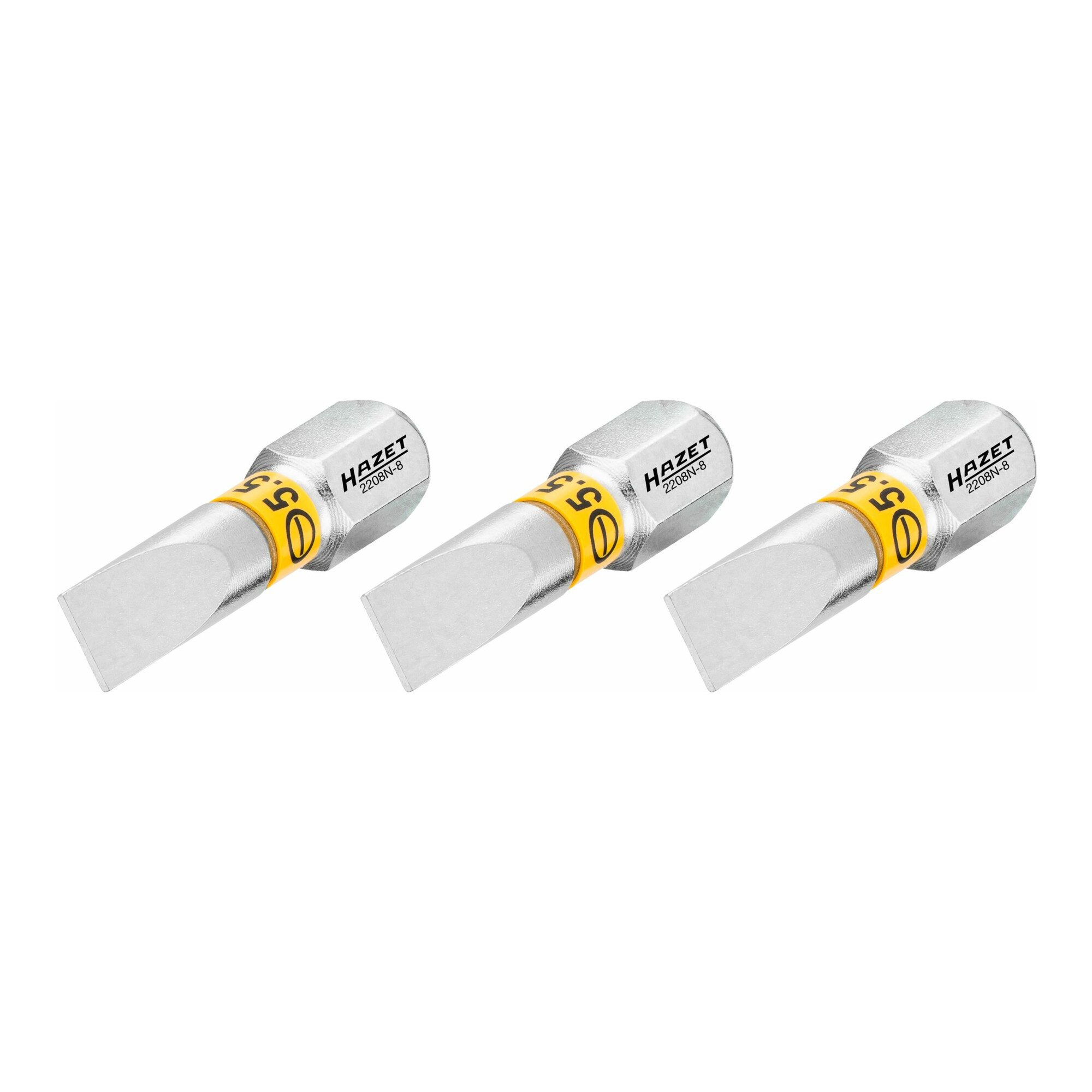 HAZET Bit-Set HAZET Bit 2208N-8/3, Sechskant massiv 6,3 (1/4 Zoll), Schlitz Profil