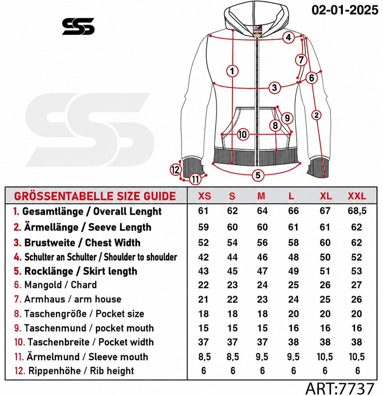 S&S Kapuzensweatjacke (Packung, 1-tlg., Damen) Sweatjacke mit Reißverschluss Kapuze und Eingrifftaschen