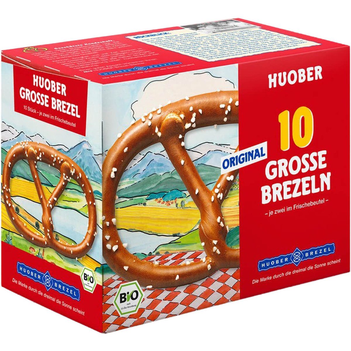 Huober Knabberei, Huober Bio Grosse Knusper Brezel Original Geschmack 5 x 2 Stück 200g