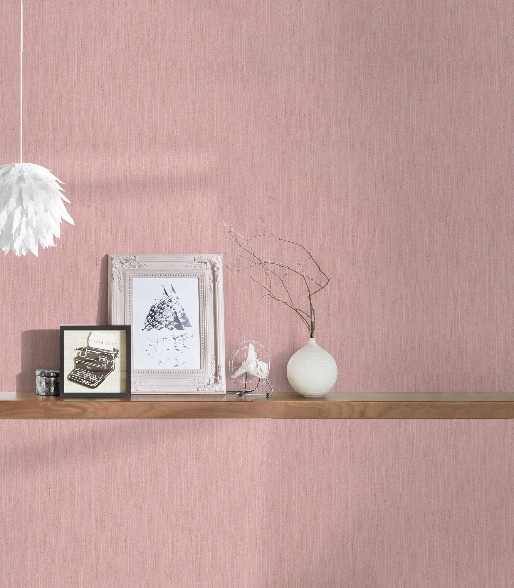 Textiltapete einfarbig, Création A.S. Tapete rosa samtig, Uni Architects Paper Silk, Metallic matt, Textil