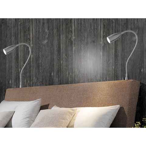 FISCHER & HONSEL LED Leselampe, Dimmfunktion, LED fest integriert, Warmweiß, 2er SET Bett-Leuchten für Kopfende Couch, Schwanenhals-Lampen dimmbar