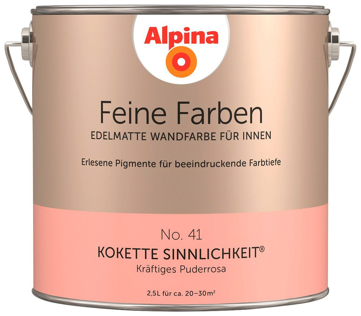 Alpina Wand- und Deckenfarbe Feine Farben No. 41 Kokette Sinnlichkeit, Kräftiges Puderrosa, edelmatt, 2,5 Liter Kokette Sinnlichkeit No. 41