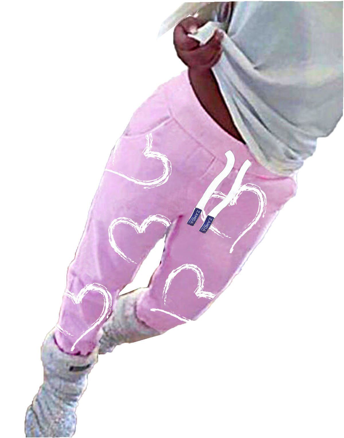 RMK Jogginghose Damen Sweat Pants Herz Jogginghose Trainingshose Fitness Sport Rosa