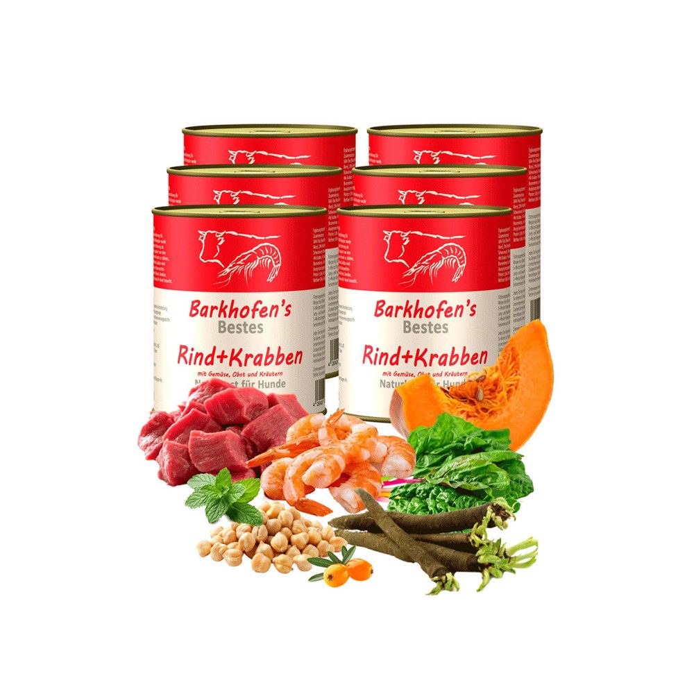 Barkhofen Tiernahrung Bestes Rind+Krabben, Nassfutter für: Hunde