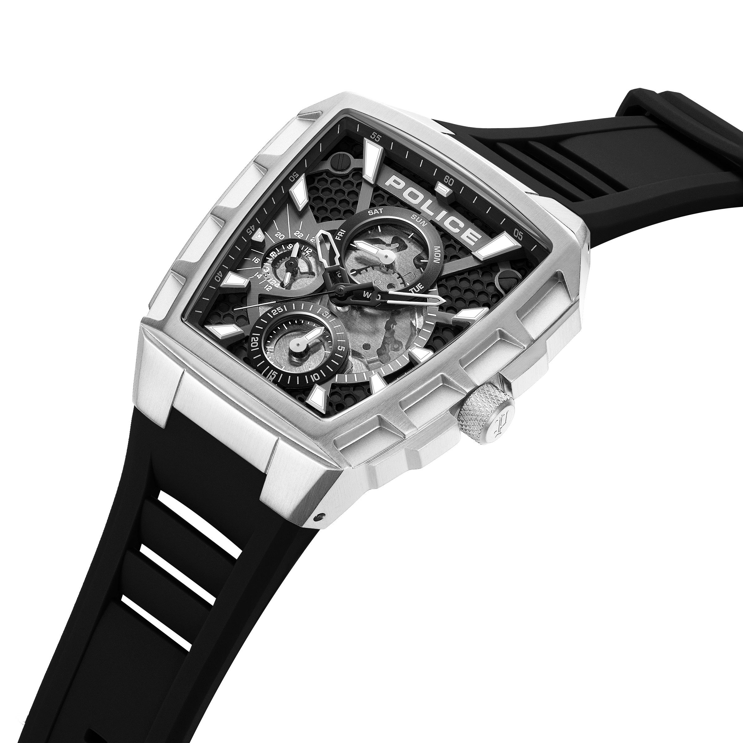 Police Quarzuhr Tough Gear PEWGQ0056809, Armbanduhr, Herrenuhr, Lederarmband, analog, Tag, Wochentag