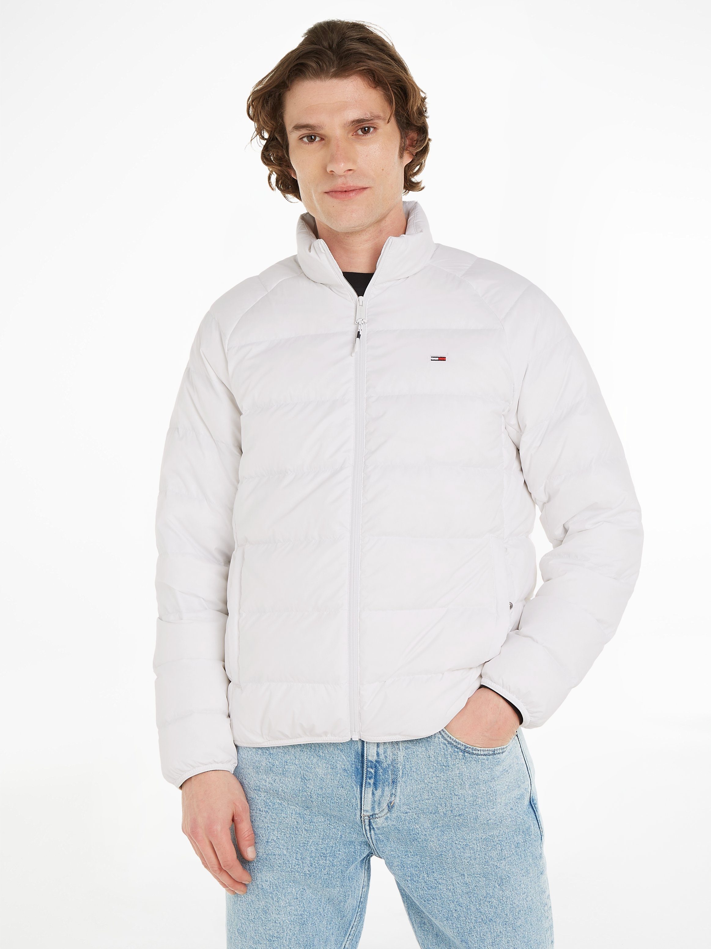 Daunenjacke DOWN LT Tommy ESSENTIAL White Stehkragen mit Jeans EXT JACKET TJM