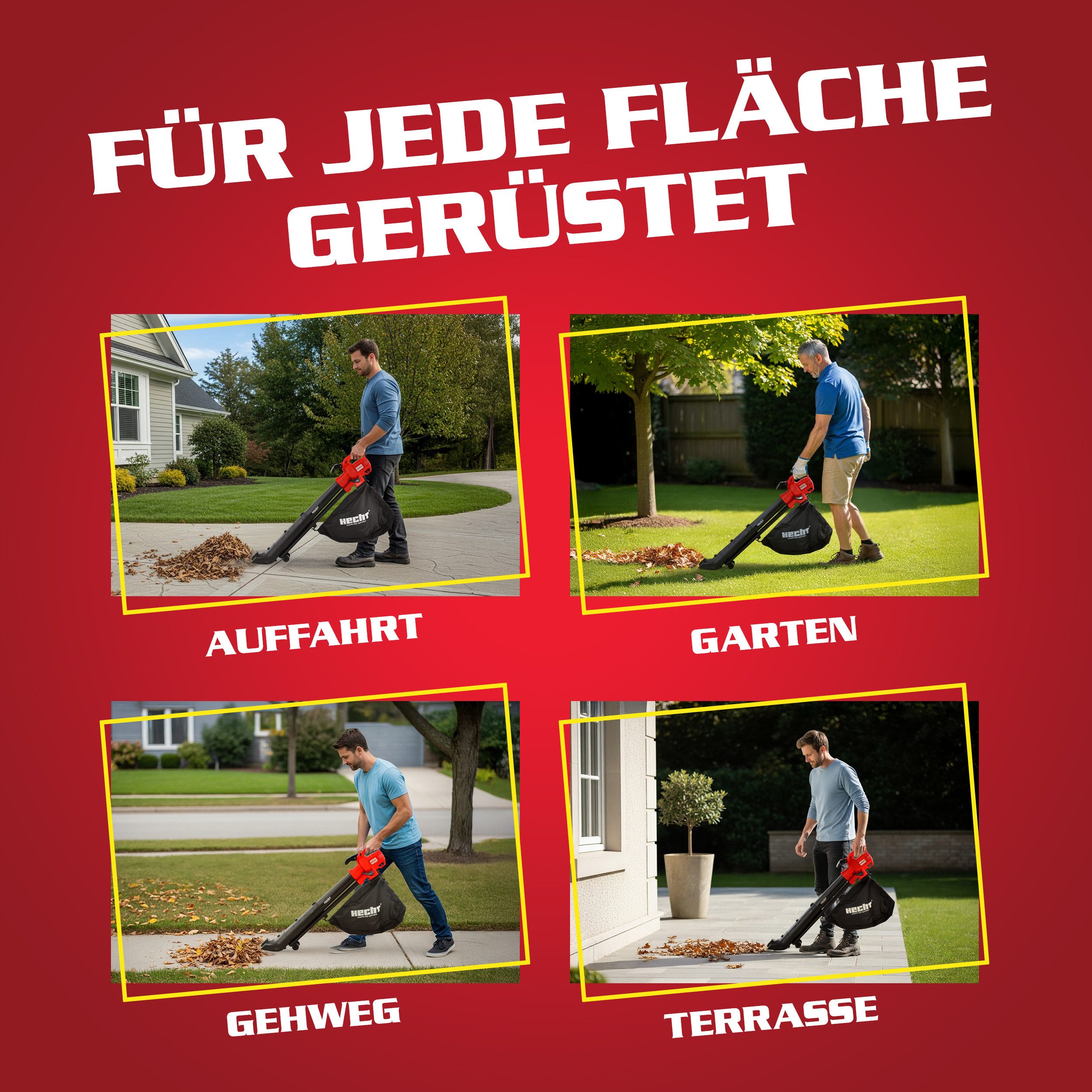 Hecht Elektro-Laubbläser 3in1 Laubbläser 3300W 45 Liter Fangkorb 3,2 kg, 10:1 Mulchfunktion, mit Tragegurt – Bild 5 von 5