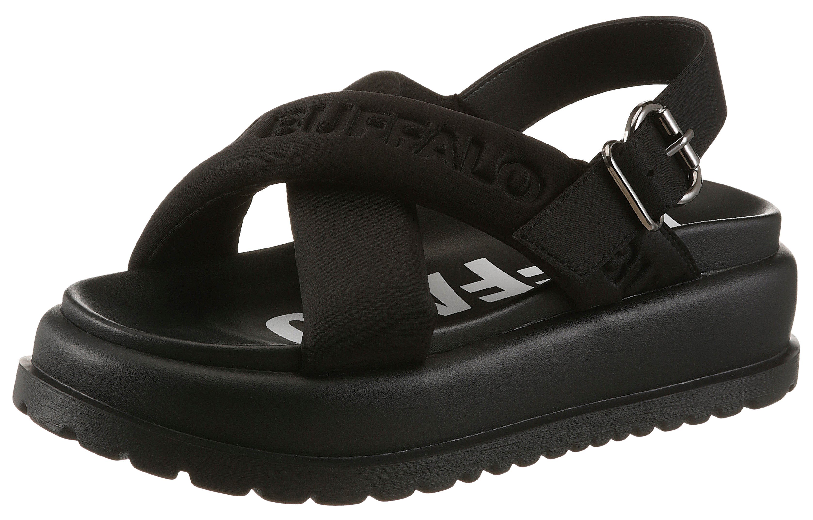 Buffalo Plateausandale Sandalette, Sommerschuh mit gekreuzter Bandage