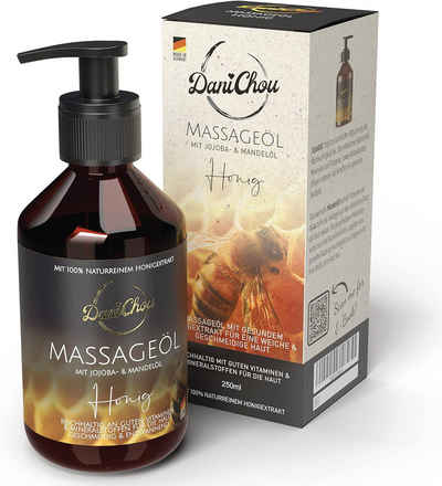 DaniChou Massageöl Honig 250 ml, 1-tlg., Naturreiner Honigextrakt - Pflegendes Massage Öl für geschmeidige Haut