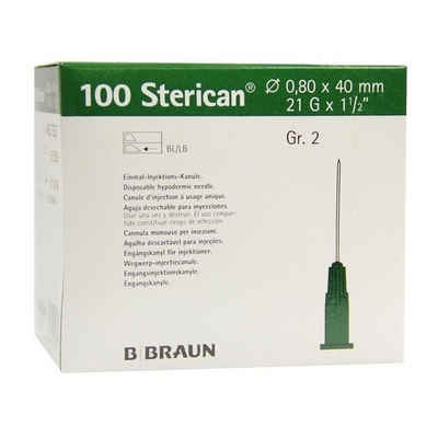 B. Braun Melsungen AG Lanzetten STERICAN Kanülen Luer-Lok 0,80x40 mm Gr.2 grün, 100 Stück, 21,00G, 100 St.