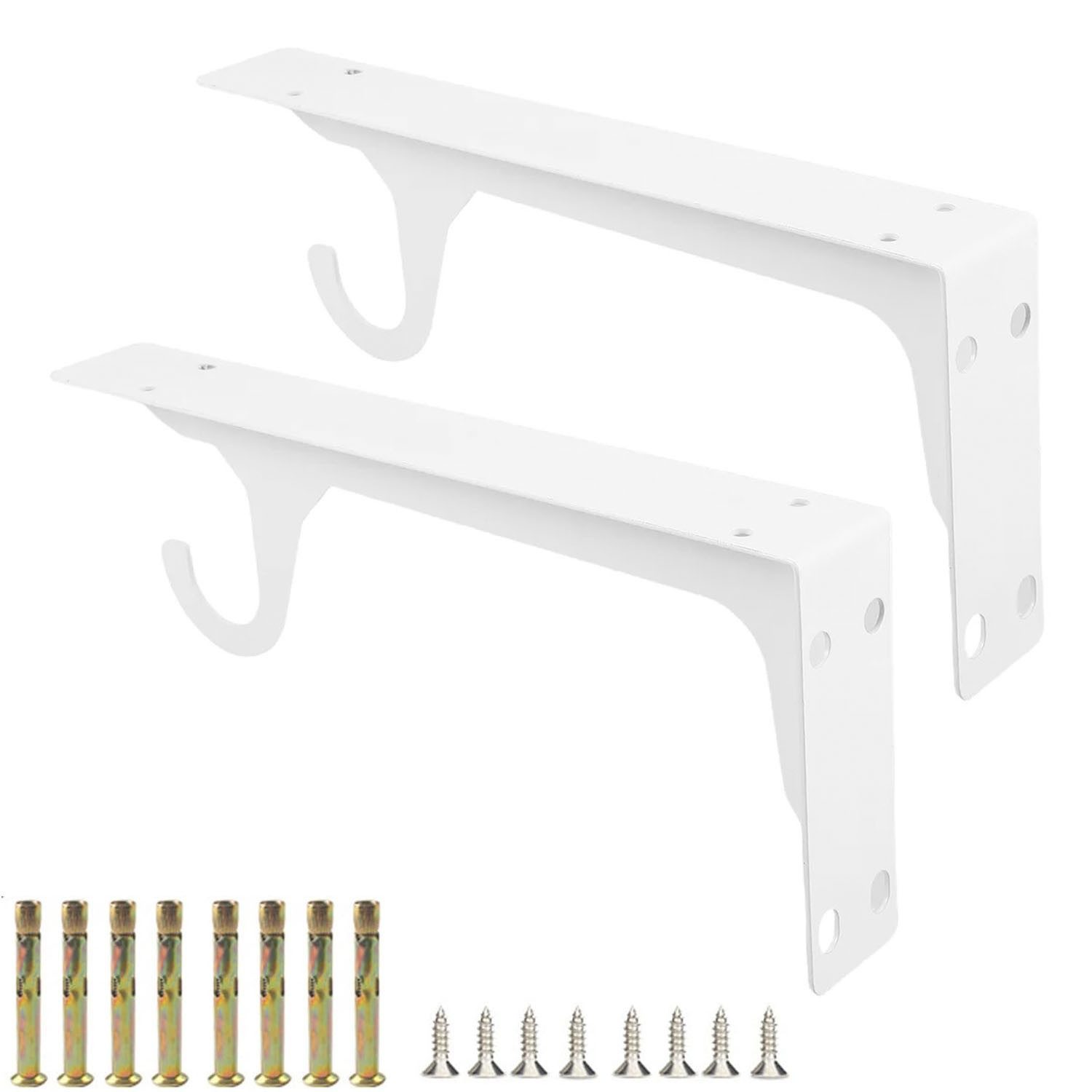 JOYOLEDER Wandregalhalter 2 Stück - Regalhalterung Schwerlast, Metallwinkel 90 Grad Wandwinkel, Haken, Tragkraft 60kg, Regalwinkel Metall Regalhalter, für Wandhalterung Regal, Eckregal