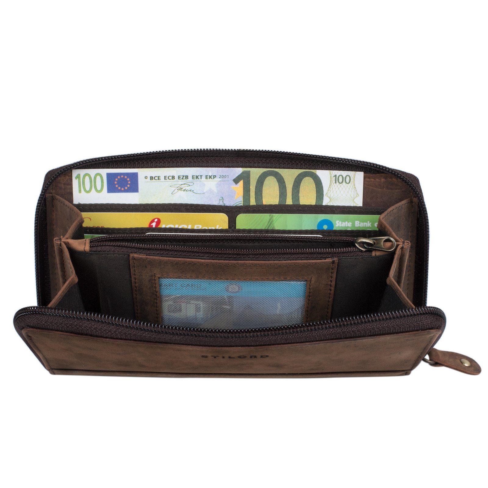 RFID Geldbörse Schutz mit braun STILORD Damen "Saskia" matt Portemonnaie -