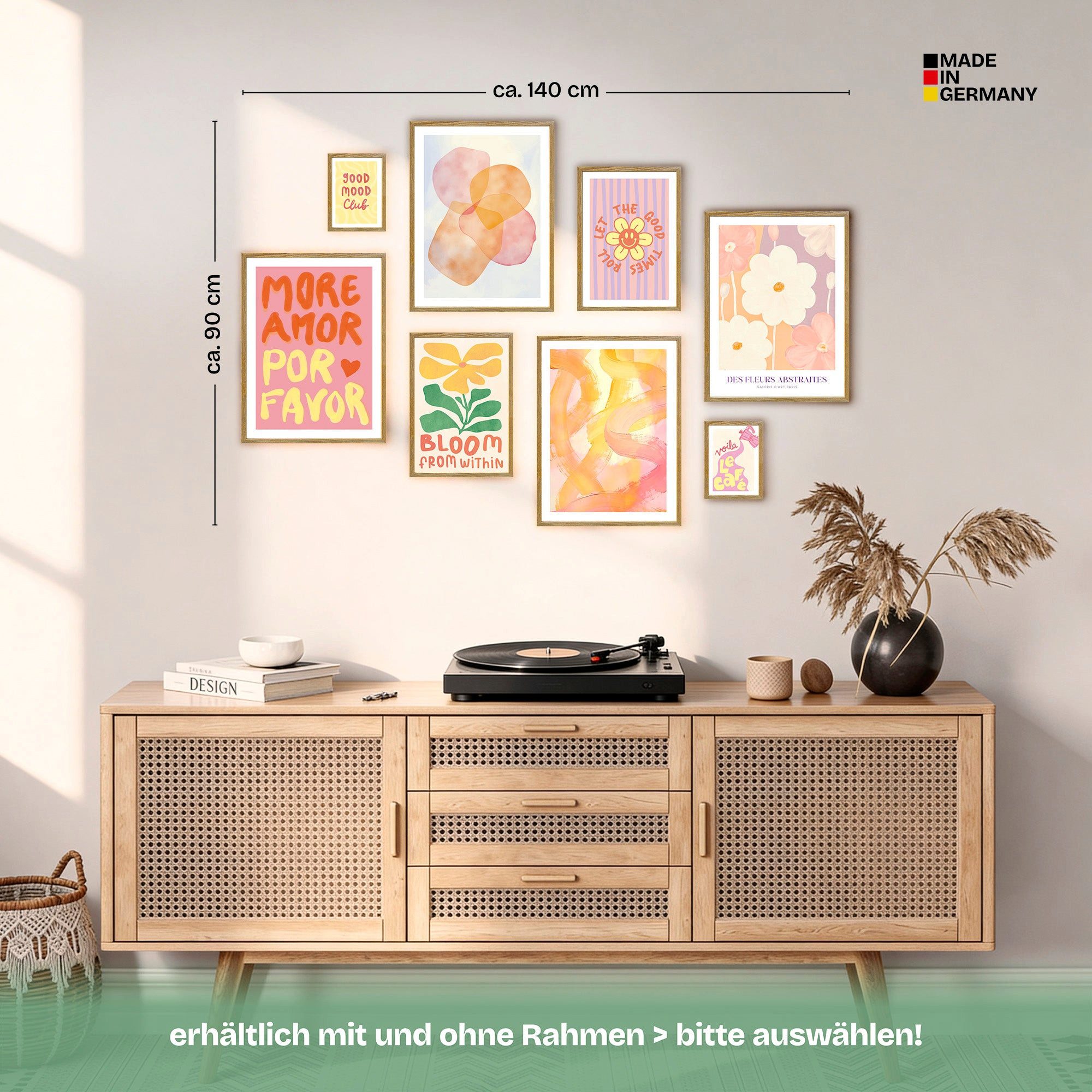 ARTFAVES Bilder-Collage Poster Set Abstract Dopamine Decor I mehrteilige Bilderwand I Wandbild, (Wandbilder modern, 8 St)