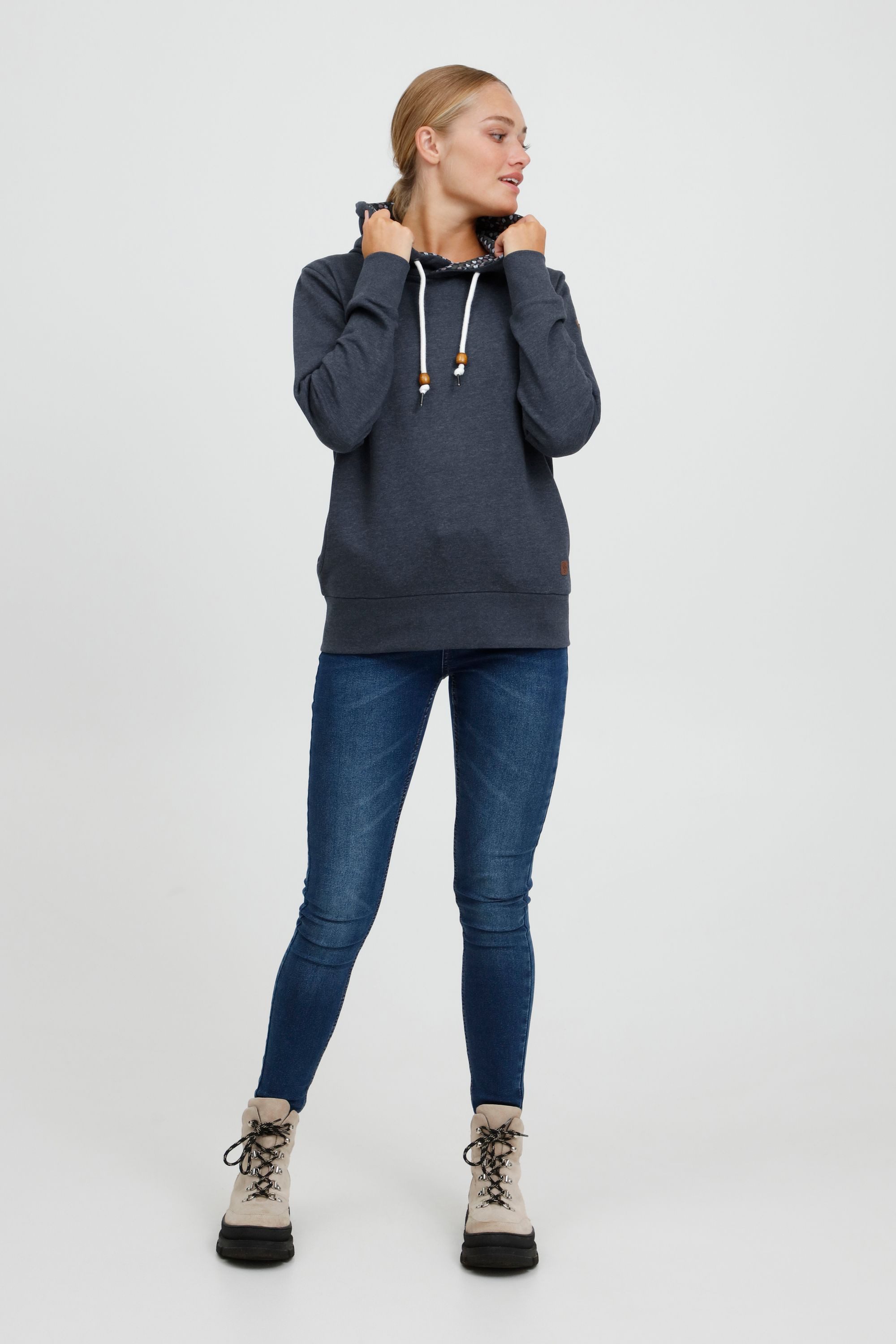 OXMO Kapuzenpullover OXUlrika Kapuzenpullover mit Innenmuster