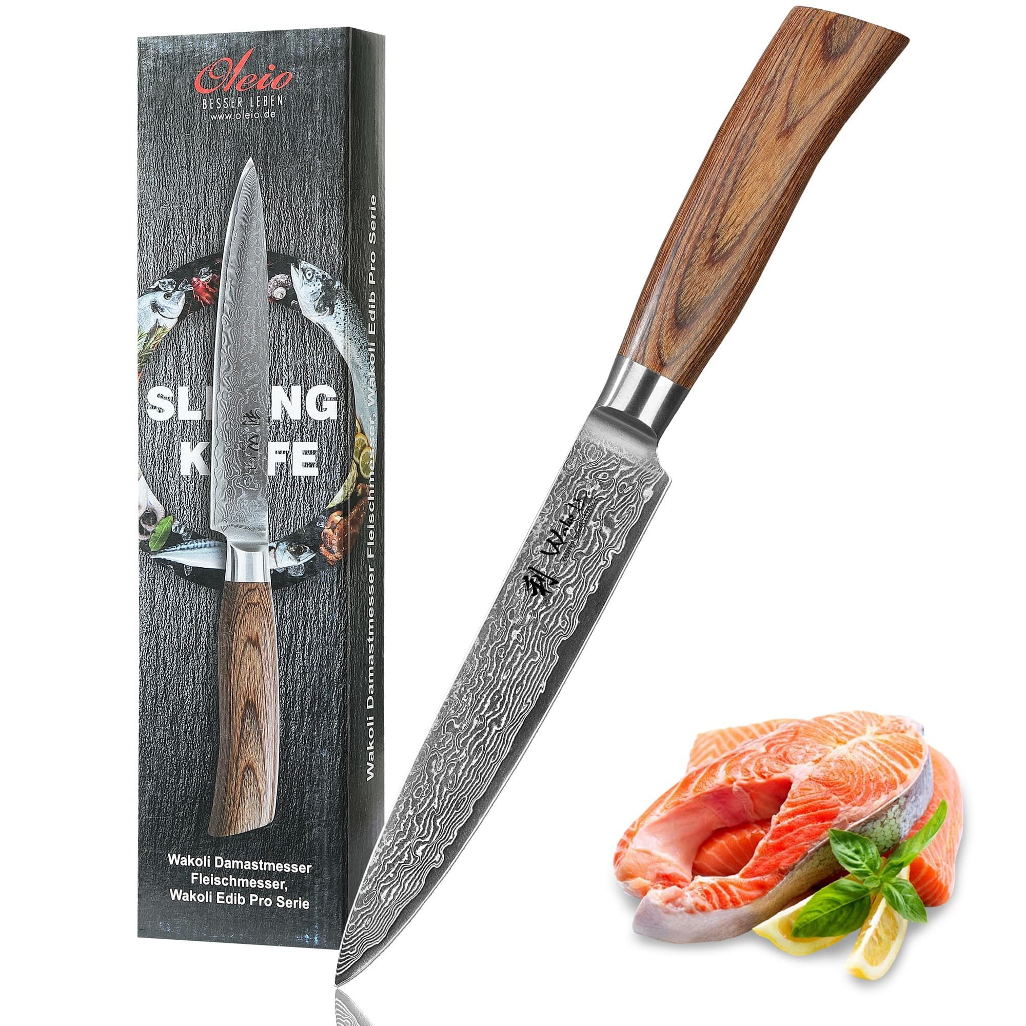 Wakoli Fleischmesser EDIB Pro Damast Fleischmesser I 17cm Klinge I Pakkaholzgriff