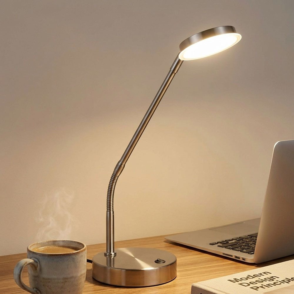 GLOBO LIGHTING Schreibtischlampe, LED-Leuchtmittel fest verbaut, Farbwechsel, Neutralweiß, Kaltweiß, Warmweiß, Tageslichtweiß, LED Tischleuchte Tischlampe LeselampeTouchdimmer Flexo CCT H 53,5 cm