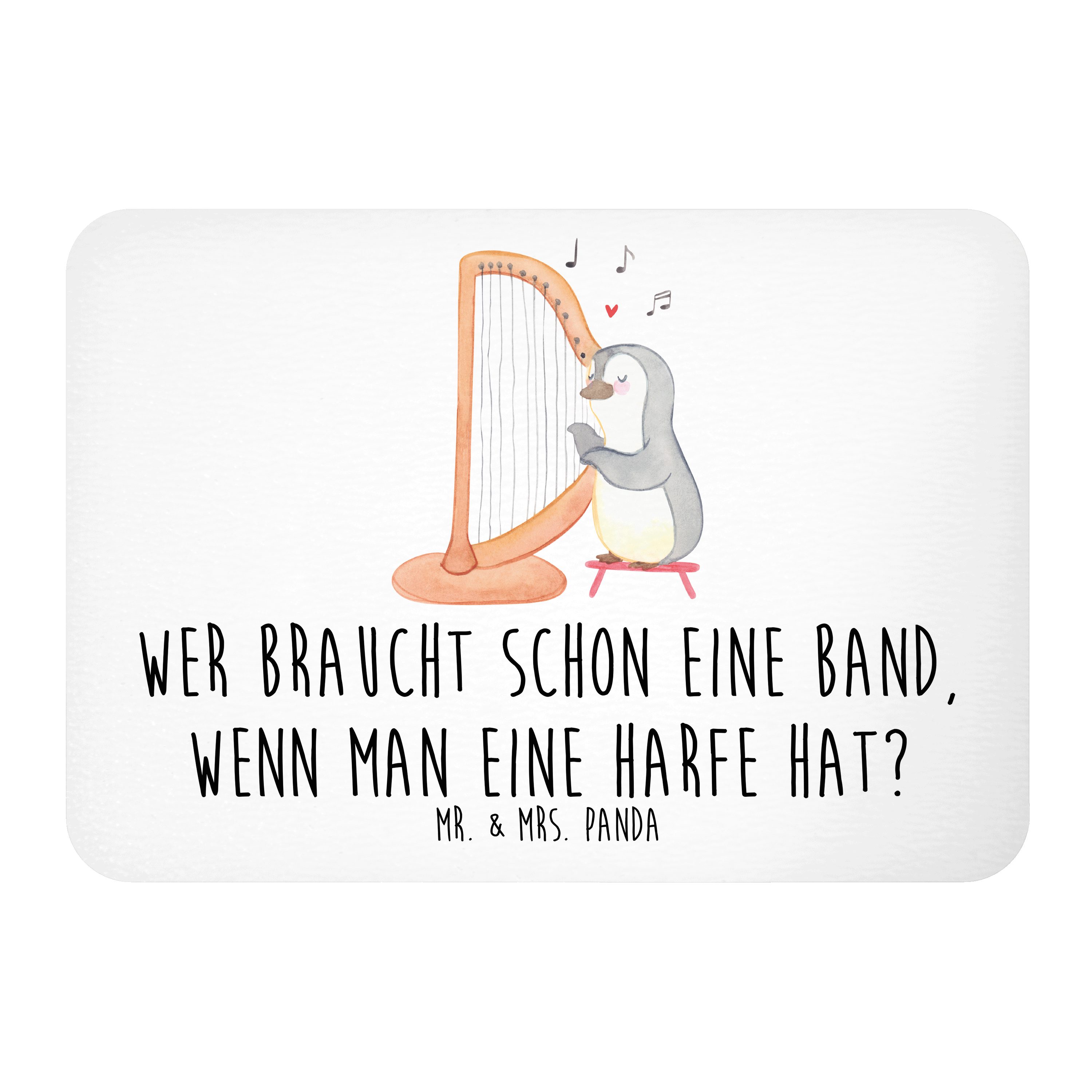 Mr. & Mrs. Panda Magnet Harfe Solo Kraft - Weiß - Geschenk, Klang, himmlisch, Band, Kühlschra (1-St), Farbenfroh bedruckt
