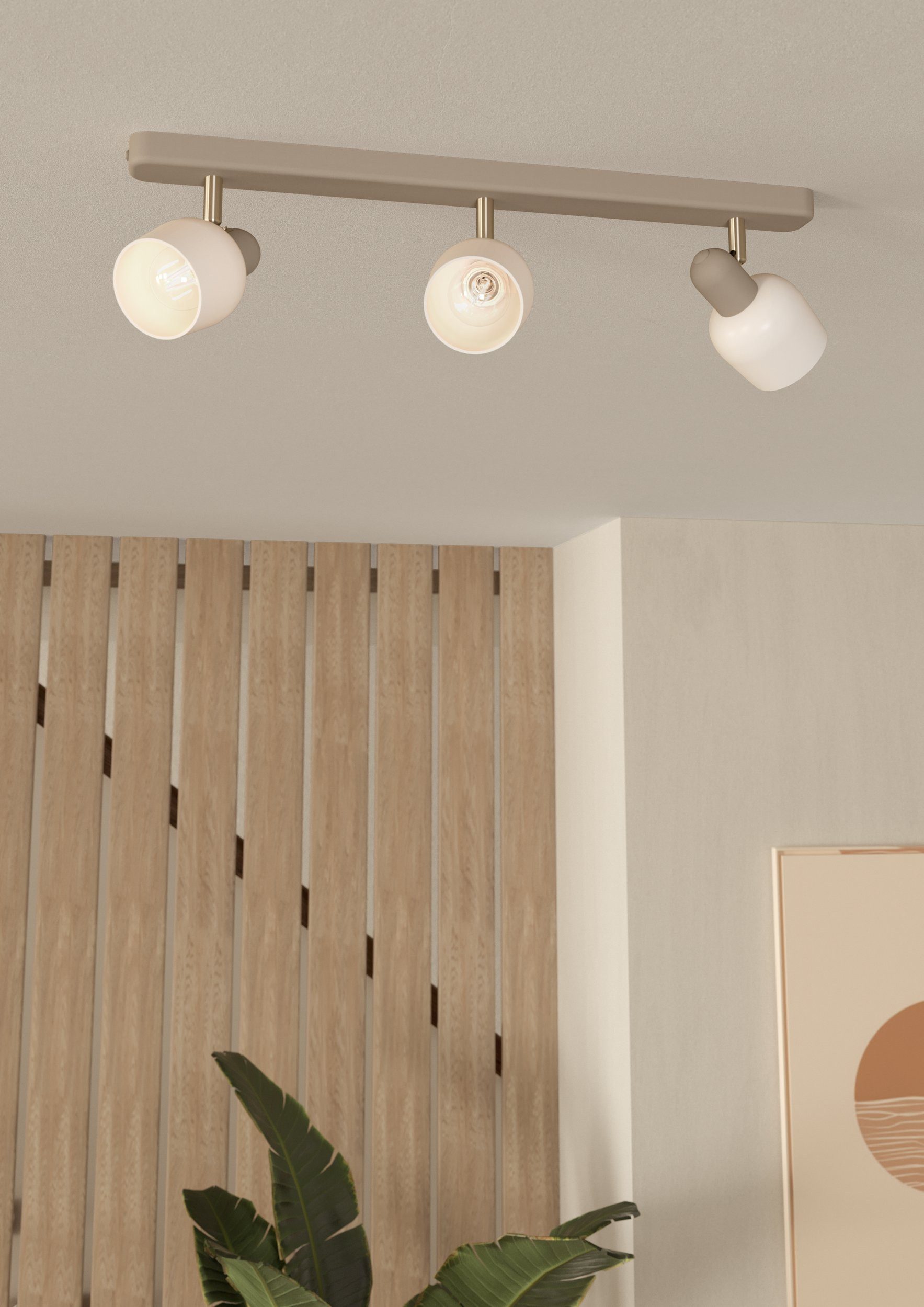 EGLO LED Deckenspot Corato, Leuchtmittel exklusive, Spot - L52 x H12,5 x AL15 cm - sandfarben, nickel-matt - 3X18W exkl.