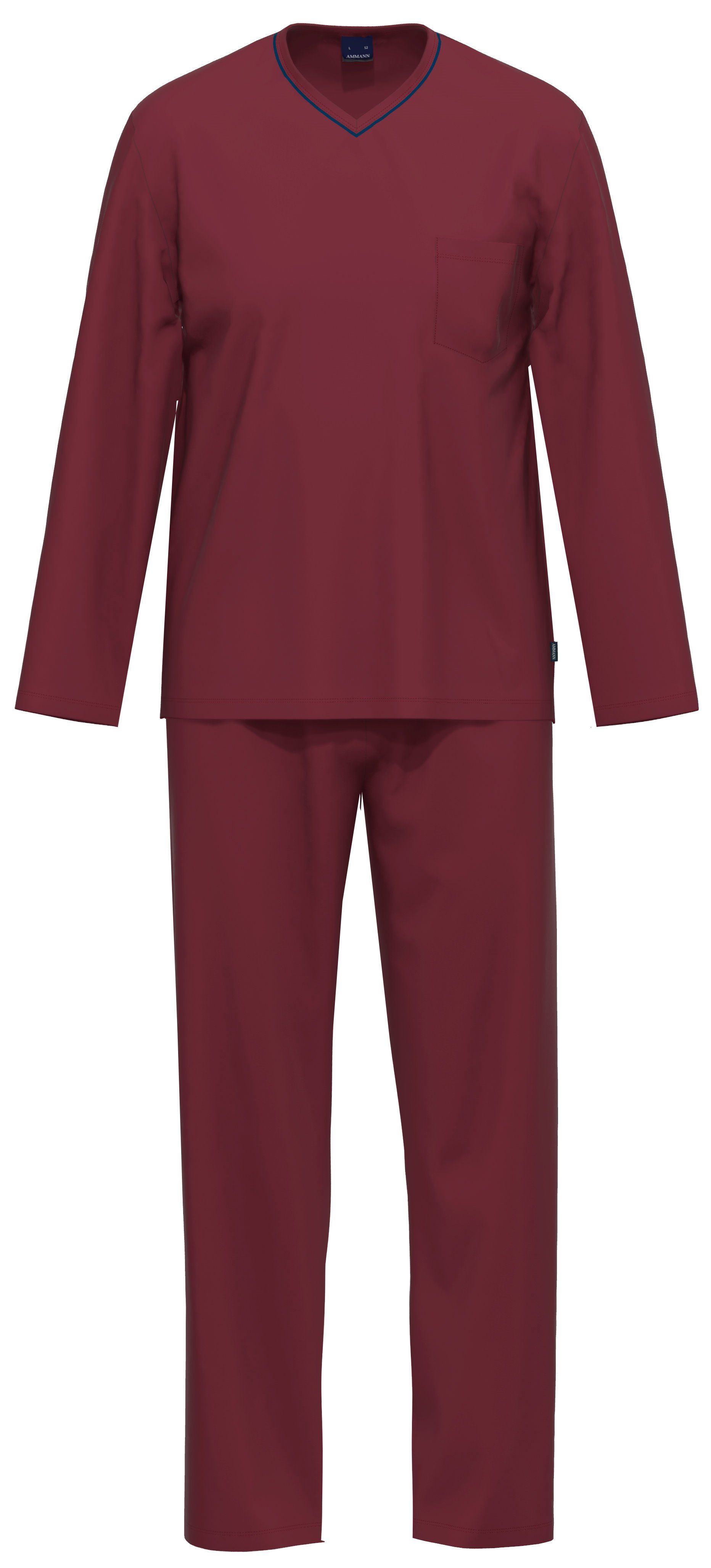 Ammann Schlafanzug Herren Schlafanzug lang (2 tlg) Baumwolle merlot | Pyjama-Sets