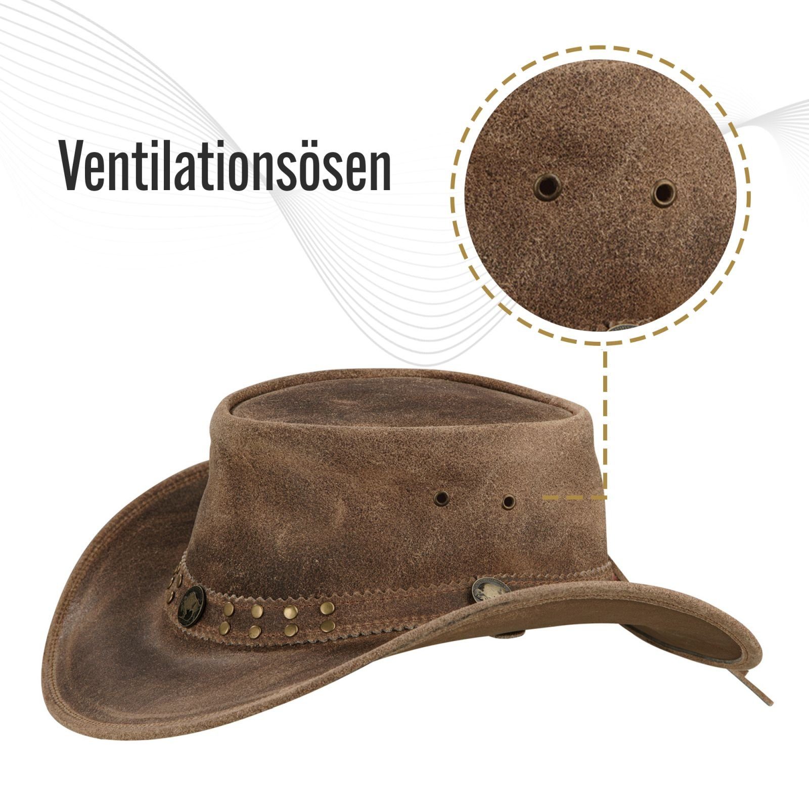 BLACK FOREST FOX Cowboyhut Buffalo Bill Herren Damen Western Cowboy Leder Hut in 5 Farben (1-St) – Bild 3 von 5