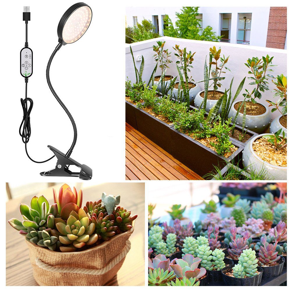 Rosnek Pflanzenlampe 1/2/3/4 Köpfe, dimmbar, ein Clip, Timer, für Zimmerpflanzen, Sonnenähnliches Sonnenlicht Vollspektrum (4000K), sonnenähnliches Vollspektrum