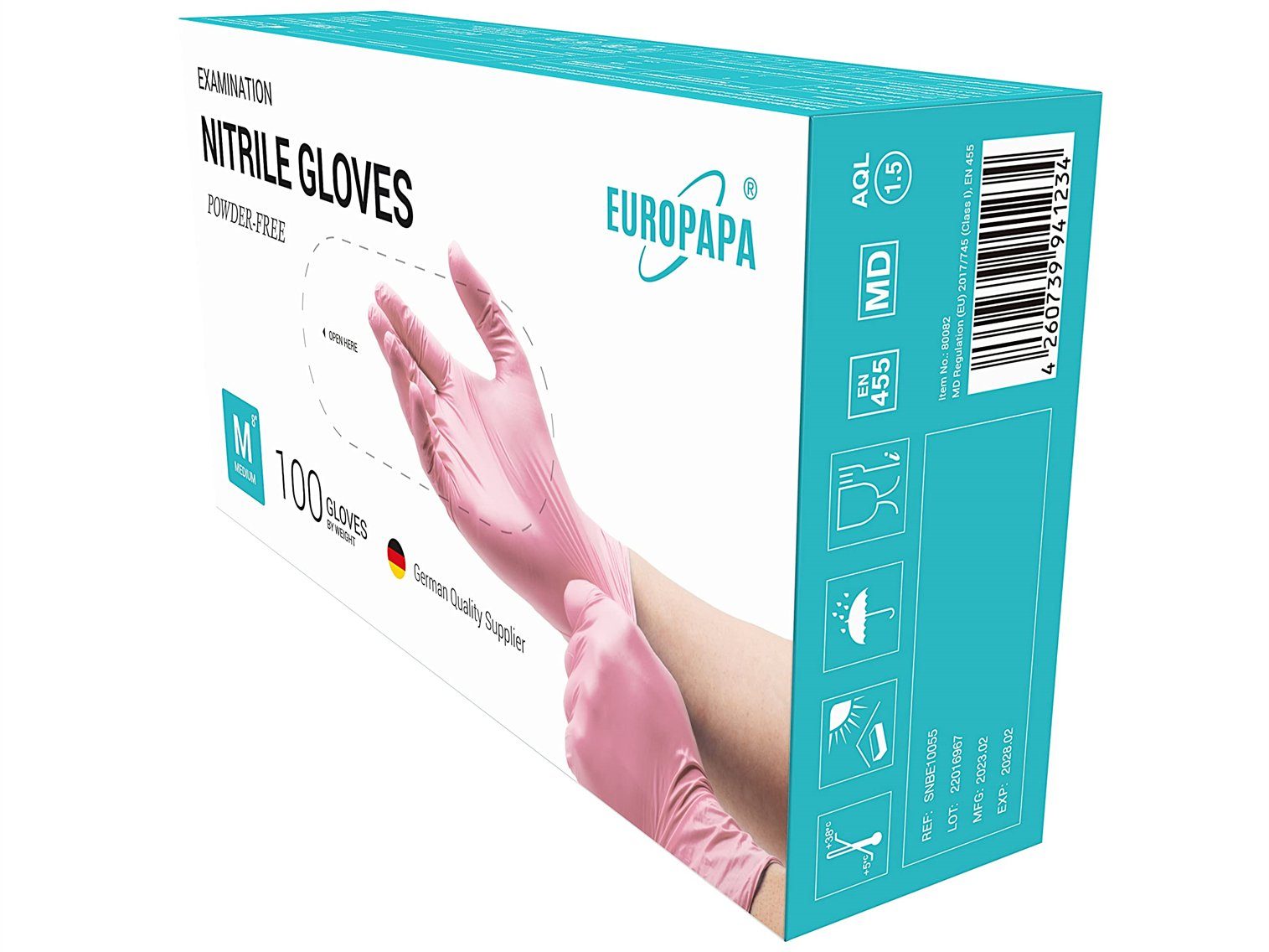 EUROPAPA Nitril-Handschuhe 500x Nitrilhandschuhe Einweghandschuhe (latexfrei, puderfrei) puderfrei, latexfrei